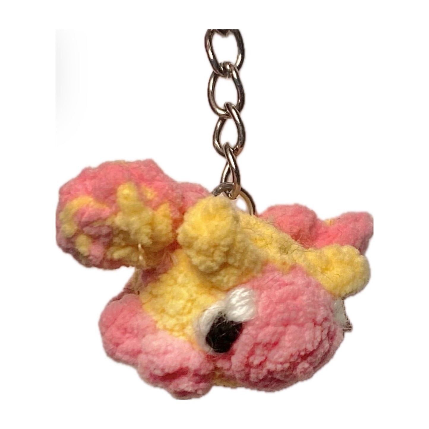 Rosy maple moth crochet keyring