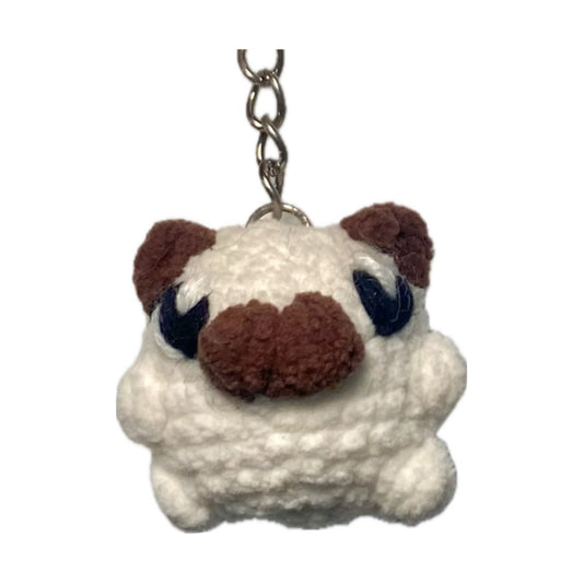 Pug dog crochet keyring