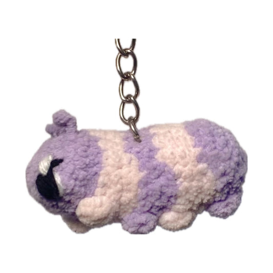 Rainbow hungry caterpillar crochet keyring