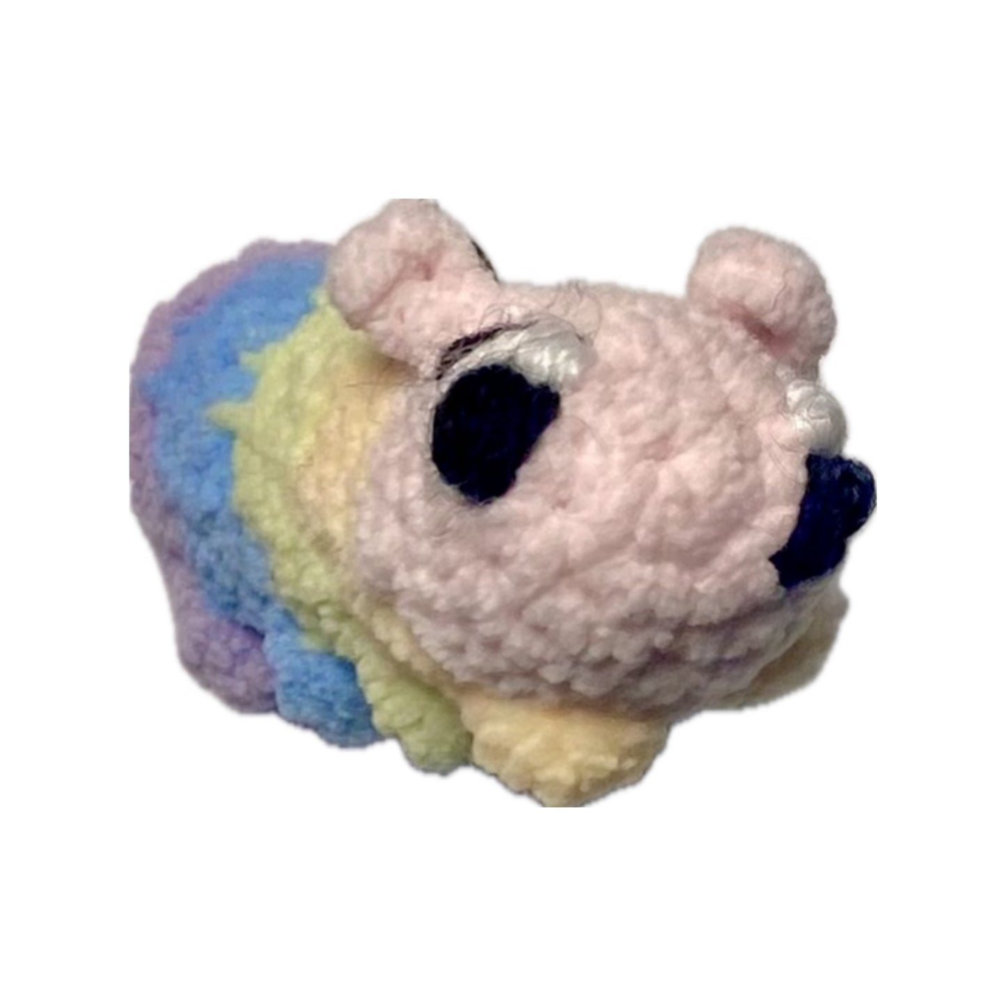 Rainbow hungry caterpillar crochet keyring