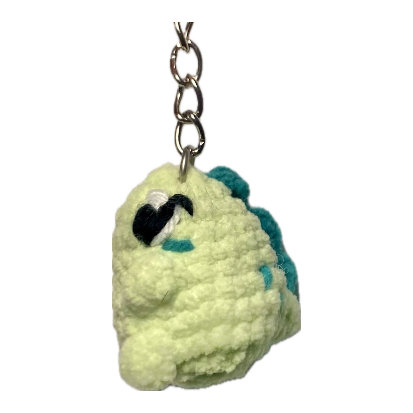 Mini dino crochet keyring
