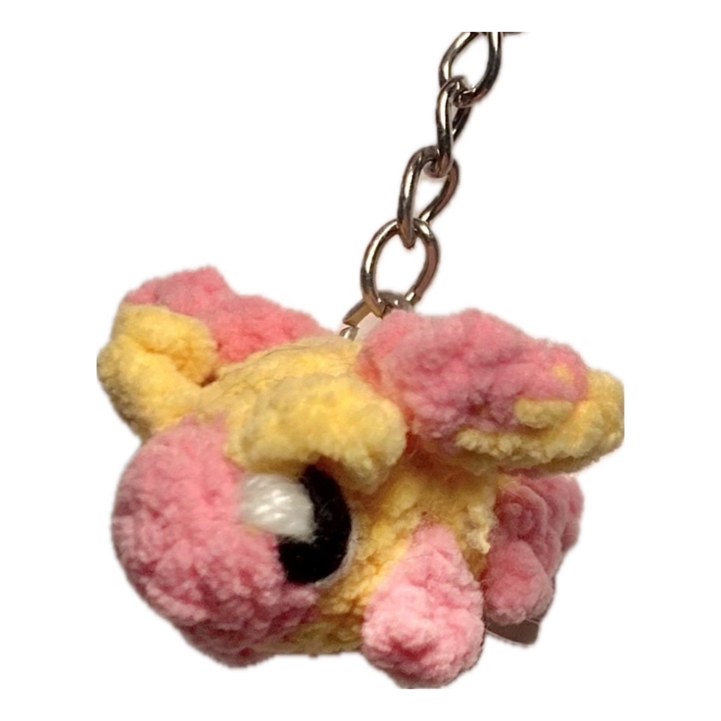 Rosy maple moth crochet keyring